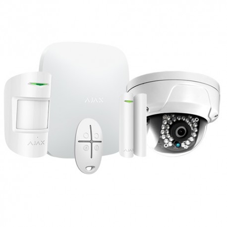 Ajax AJ-HUBKIT-W-DOM Kit de Alarme Profissional Certificado Grau 2 com Câmara IP Wi-Fi Branco