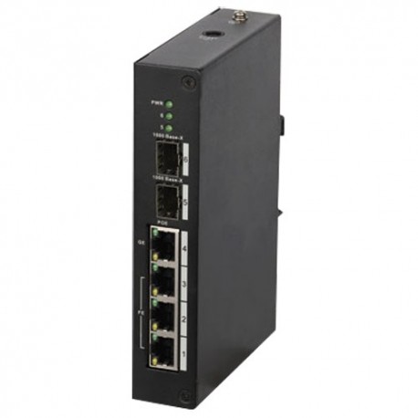 X-Security XS-SW0604-96-DIN-HIPOE Switch de Mesa 4 Portas RJ45 Hi-PoE + 2 Portas Gigabit SFP Fibra - 8435325434551