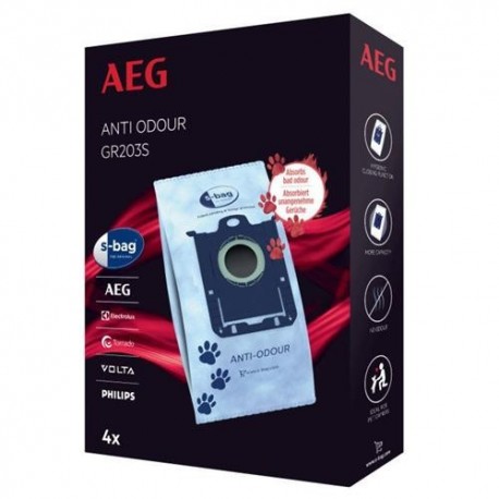 SACO ASPIRADOR AEG S-BAG 4 UNIDADES - GR203S - 7319599031771