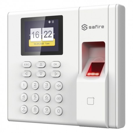 Safire SF-AC3002KEMD-IP-BAT Controlo de Presença Autónomo Biométrico Impressão Digital Cartão EM e Teclado TFT 2.4" TCP/IP USB Modos de Presença Bateria de Apoio - 8435325440323