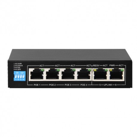 Safire SF-SW0604POE-G-60 Switch 4 Portas PoE + 2 Uplink RJ45 10/100/1000 mb/s - 8435325440088