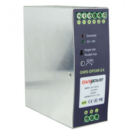 Oem DC24V10A-DIN Fonte de Alimentação Comutada DC 24 V 10 A 240 W 2 Saídas Carril DIN - 8435325438276