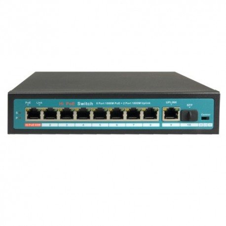 Oem SW1008-GF-120-HIPOE Switch de Mesa PoE 8 Portas PoE + 1 Uplink + 1 SFP GIGA até 120 W Hi-PoE 1000 Mbps - 8435325444420