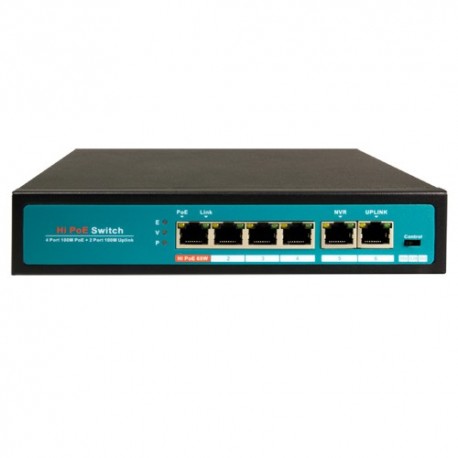 Oem SW0604-60-HIPOE Switch de Mesa PoE 4 Portas PoE + 2 Uplink até 65 W 100 Mbps - 8435325444406