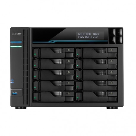 NAS ASUSTOR 10 Bay ATOM C3538 Quad-Core. 8GB DDR4. 10GbEx2. 2.5GbEx2. USB3.2x2. M.2 SSDx2 - AS6510T - 4710474831227
