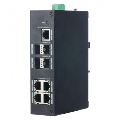 X-Security XS-SW09-GF Switch de Mesa ou Carril DIN PoE 5 Portas RJ45 10/100/1000 Mbps + 4 Portas SFP Gigabit - 8435325445410