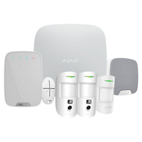 Ajax AJ-HUB2KIT-MP-PRO-W Kit de Alarme Profissional Certificado Grau 2 Ethernet e Dual Sim GPRS sem Fios 868 MHz PIR Branco