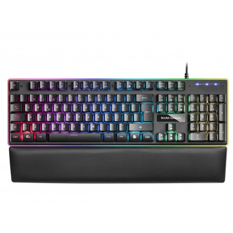 TECLADO MARS GAMING MK320 FULL RGB H-MECHANICAL PADDED PALMREST BLACK - PT - MK320PT - 4710562754056
