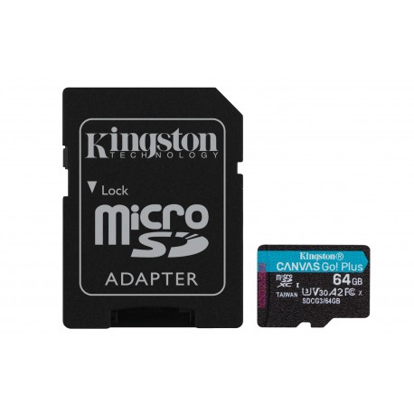 MicroSD Kingston Technology Canvas Go Plus Cartão de Memória 64 GB Classe 10 UHS-I U3 V30 A2170MB/s 70MB/s - 0740617301045