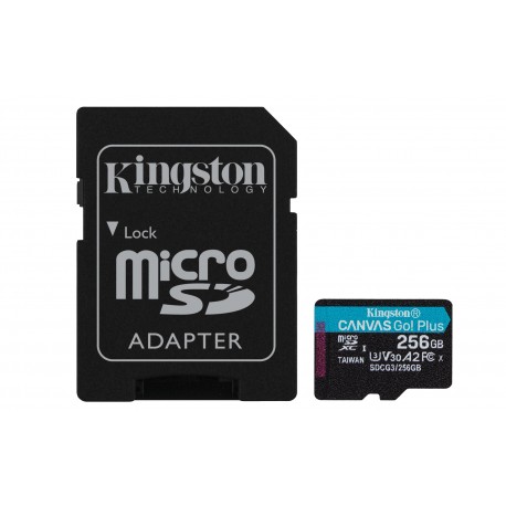 MicroSD Kingston Technology Canvas Go Plus Cartão de Memória 256 GB Classe 10 UHS-I U3 V30 A2170MB/s 90MB/s - 0740617301250