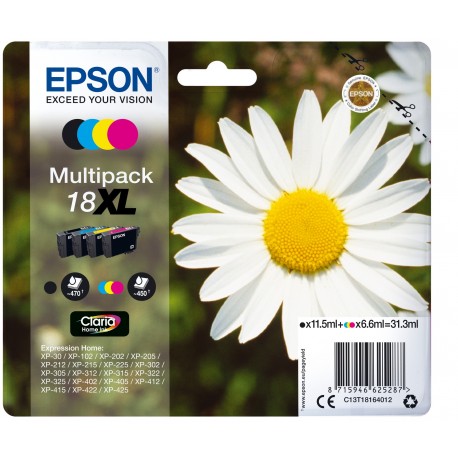 Pack Tinteiros EPSON Serie 18XL Quad XP-102/205/305/405 - C13T18164012