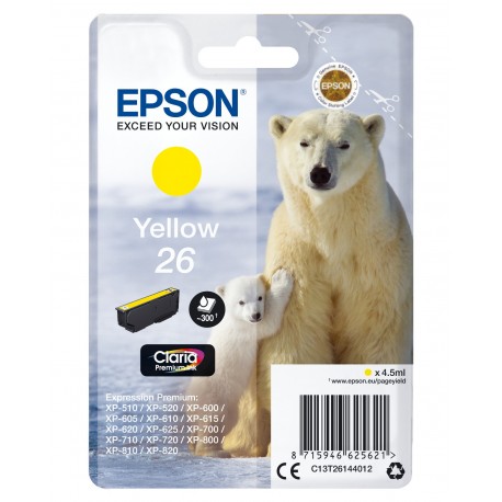 Tinteiro EPSON Amarelo Serie 26 XP-600/700/800 - C13T26144012