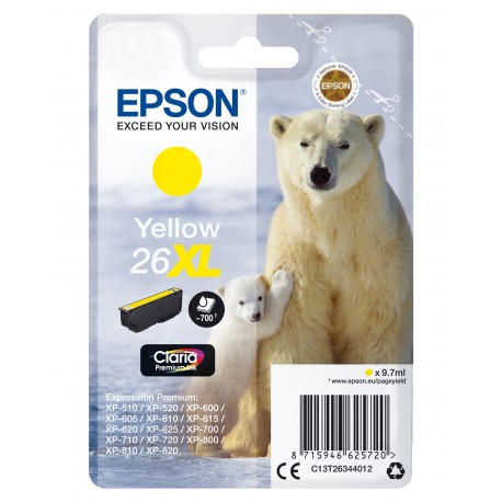 Tinteiro EPSON Amarelo Serie 26XL XP-600/700/800 - C13T26344012