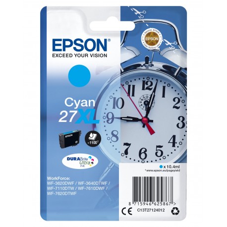 Tinteiro EPSON Serie 27XL Cyan WF-3xxx/WF-7xxx - C13T27124012