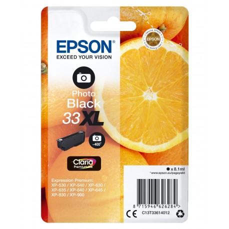 Tinteiro EPSON Serie 33XL Preto Photo XP-530/630/635/830 - C13T33614012