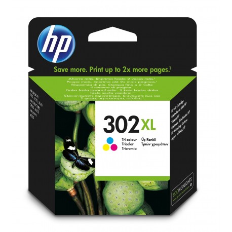 Tinteiro HP 302XL Tricolor de elevado rendimento - F6U67AE