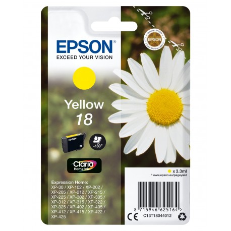 Tinteiro EPSON Serie 18 Amarelo XP-102/205/305/405 - C13T18044012