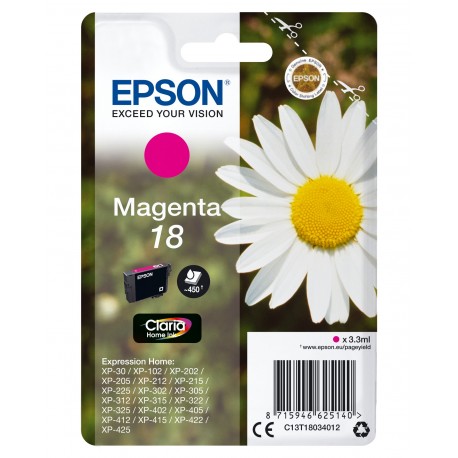 Tinteiro EPSON Serie 18 Magenta XP-102/205/305/405 - C13T18034012