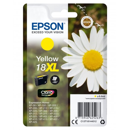 Tinteiro EPSON Serie 18XL Amarelo XP-102/205/305/405 - C13T18144012