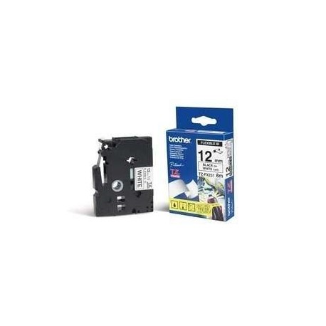 Fita BROTHER Flexivel 8M Branco/Preto 12mm TZEFX231