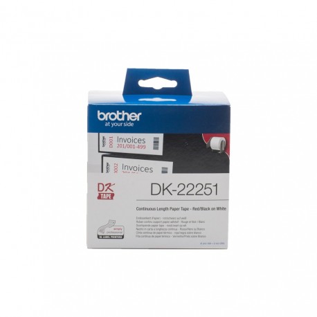 Fita BROTHER DK-22251 Branca 62MM impressão a preto e vermelho