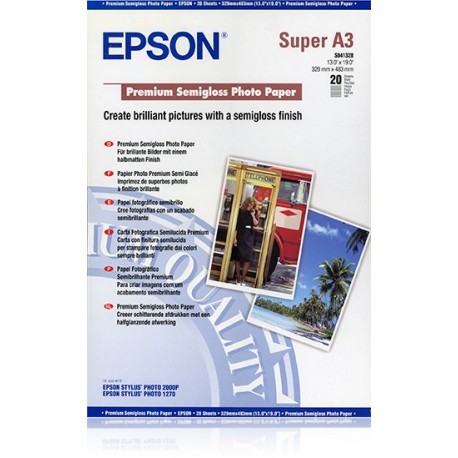 Papel EPSON Photo Premium Semi-Glossy A3+(20FLS)- C13S041328