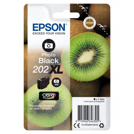 Tinteiro EPSON 202XL Photo Preto Claria Premium XP-60xx - C13T02H14010 - 8715946646305