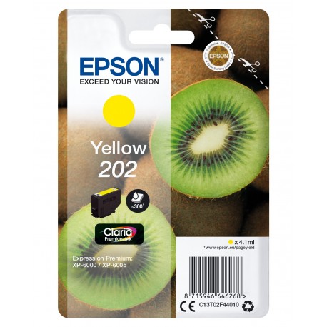 Tinteiro EPSON 202 Yellow Claria Premium XP-60xx - C13T02F34010 - 8715946646268