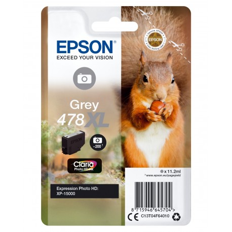 Tinteiro EPSON Grey 478XL Claria Photo HD - C13T04F64010 - 8715946645704