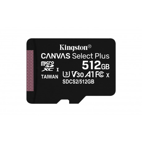 MicroSD Kingston Technology Canvas Select Plus Cartão de Memória 512 GB SDXC Classe 10 UHS-I V30 Preto - 0740617298727