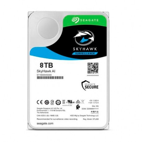 Seagate HD8TB-S-AI ST8000VE0004 Disco Rígido 3.5" Seagate Skyhawk 8 TB SATA 6 GB/s Especial para Videogravadores de Rede NVR