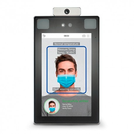 Zkteco ZK-PROFACEX-TD Controlo de Acesso de Parede Detecção de Febre e Máscara Reconhecimento Facial Palma Biométrico Autónomo Alarmes 8" IPS LED Cores Touch IP68 com Software - 8435452880009