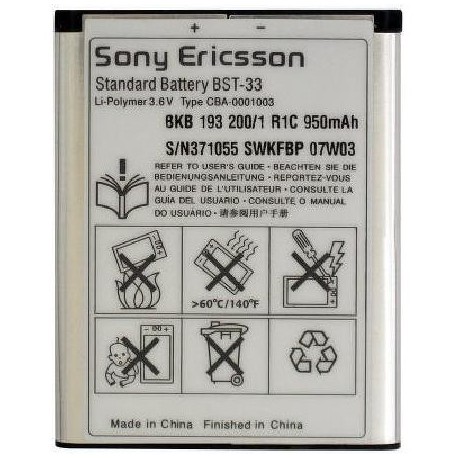Bateria Original Sony Ericsson BST-33 K800 P990I 950mAh Li-Polymer