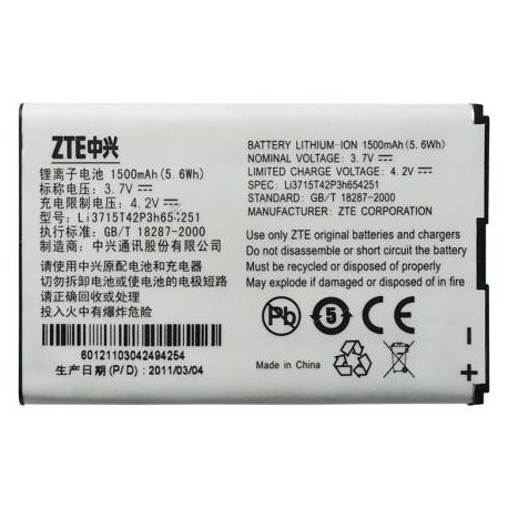 Bateria Original ZTE MF65 MF60 MF61 MF62 AC30 AC33 Li3715T42 1500mAh Li-ion