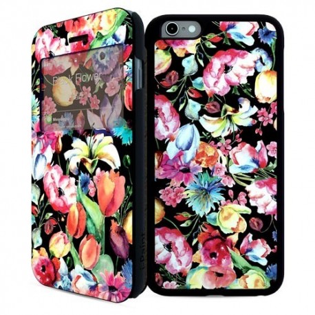 i-Paint Double Case iPhone 6/6s Black Flower - 8053264072797