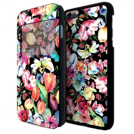 i-Paint Double Case iPhone 6/6s Plus Black Flower - 8053264079888