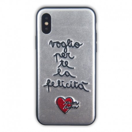 Silvia Tosi Embroidered iPhone X/XS Felicità - 8034115952833