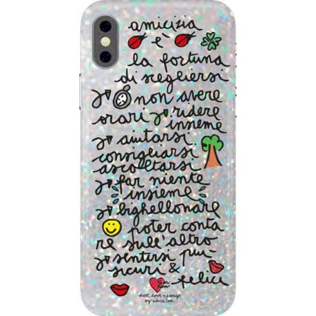 Silvia Tosi Quotes Case iPhone X/XS Glitter Amicizia - 8034115954998