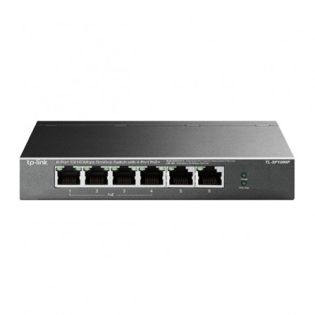 Switch de Mesa TP-LINK TL-SF1006P Rede Fast Ethernet (10/100) Preto Power over Ethernet (PoE) - 6935364030933