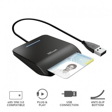 Leitor TRUST Primo de Smartcards DNI para Identificação Pessoal Interior Preto CardBus + USB 2.0 - 23890 - 8713439238907