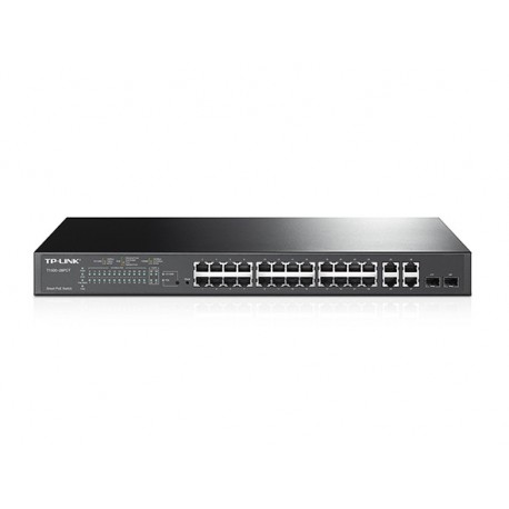 Switch com Gestão TP-LINK T1500-28PCT Gerido L2 Fast Ethernet (10/100) Power over Ethernet (PoE) 1U 24 Portas Gigabit + 4 Gigabit Smart Switch + 2 Combo SFP L2 Preto - TL-SL2428P - 6935364030612