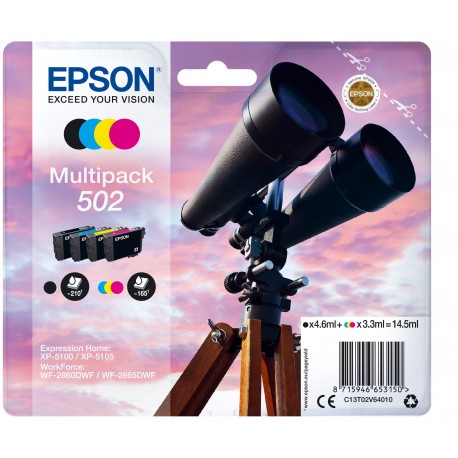 Tinteiro EPSON 502 Multipack 4 Cores - XP-5100/5. WF-2860/5 - 8715946653150