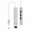 Nanocable 10.03.0404 Adaptador APPLE USB-C para Ethernet Gigabit + 3x USB 3.0, 15 cm, Prateado - 8433281009516