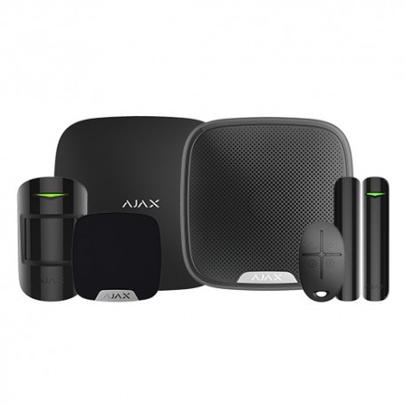 Ajax AJ-HUBKIT-3N Kit de Alarme Profissional Certificado Grau 2 Ethernet e GPRS sem Fios 868 MHz Jeweller PIR até 100 Dispositivos sem Fio APP e Software PC Preto