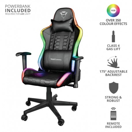 Cadeira Trust GXT 716 Rizza RGB LED Cadeira de Jogos Universal Preto - 8713439238457