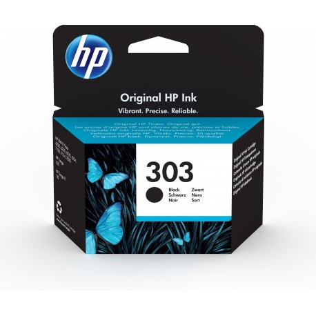 HP 303 Black Original Ink Cartridge Tinteiro Rendimento Padrão Preto - Envy Photo 6230/7130/7830 - 0190780571033