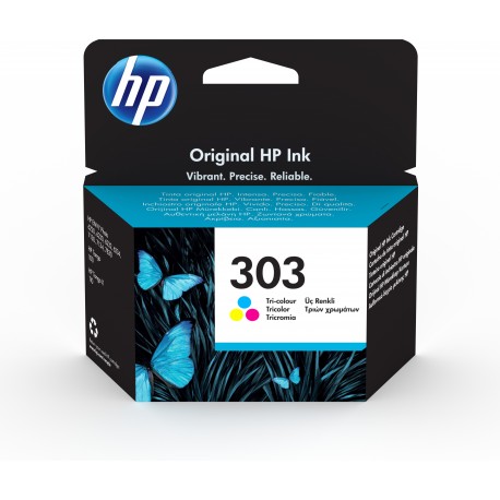 HP 303 Tri-color Original Ink Cartridge Tinteiro Rendimento Padrão Ciano, Magenta, Amarelo - Envy Photo 6230/7130/7830 - 0190780570999