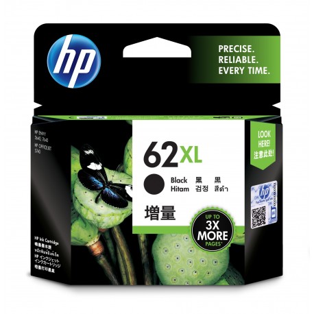 HP Tinteiro Original 62XL Preto de Elevado Rendimento, Alta Capacidade, Rendimento Alto (XL), Cartucho de Tinta - 0888182461952