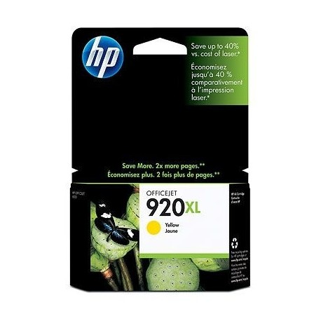 HP Tinteiro Original 920XL Amarelo de Elevado Rendimento, Alta Capacidade, Cartucho de Tinta - 0884420649427