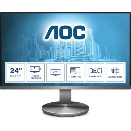 AOC 90 Series I2490VXQ/BT Monitor Profissional, Full HD, LED, 60,5 cm, 23.8", Cinzento - 4038986146067